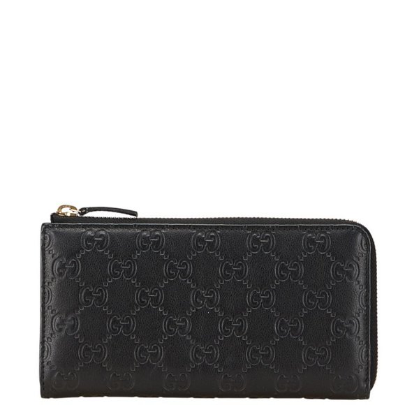 Gucci Guccissima Long Wallet with L-shaped Zipper, 332747, Black Leather, Wom... - Picture 1 of 11